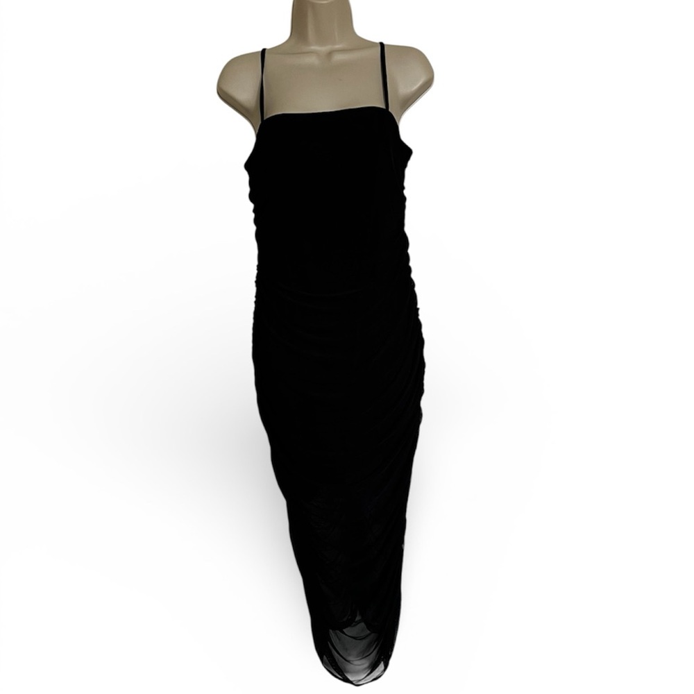 Wild Fable Black Sheer Ruched Dress | Size Large